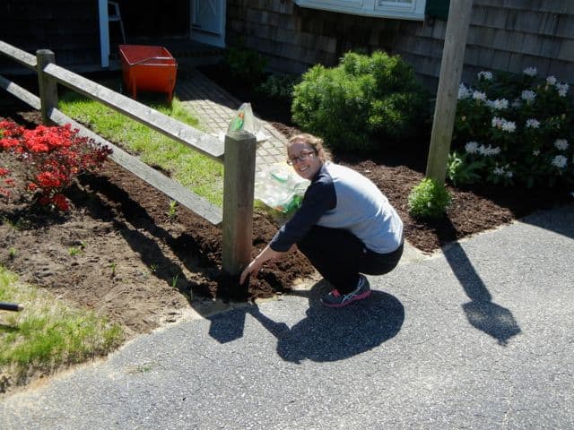 Girl loves mulching.