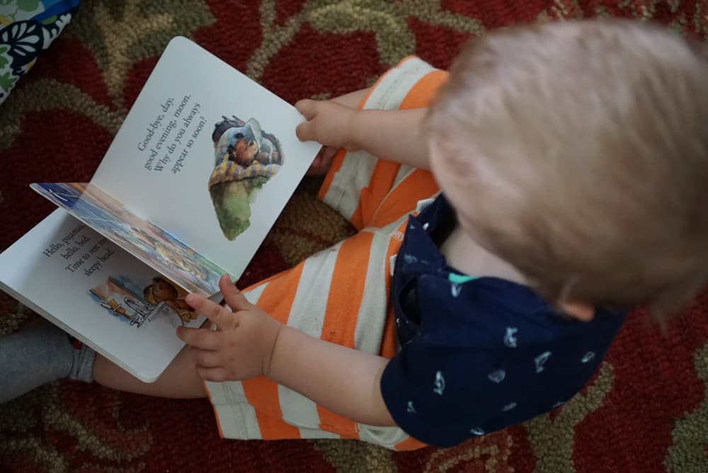 A boy and his books.